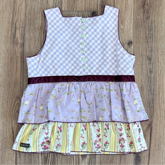 NWT Matilda Jane Enchanted Garden Gingham Tunic Top & Floral Pant Set Size 14 - Picture 4 of 10